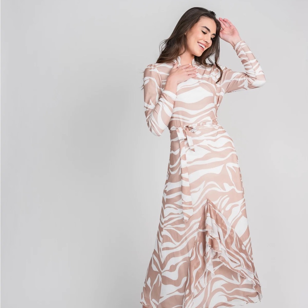 Meena Mesh Wrap Dress - Leopard Print